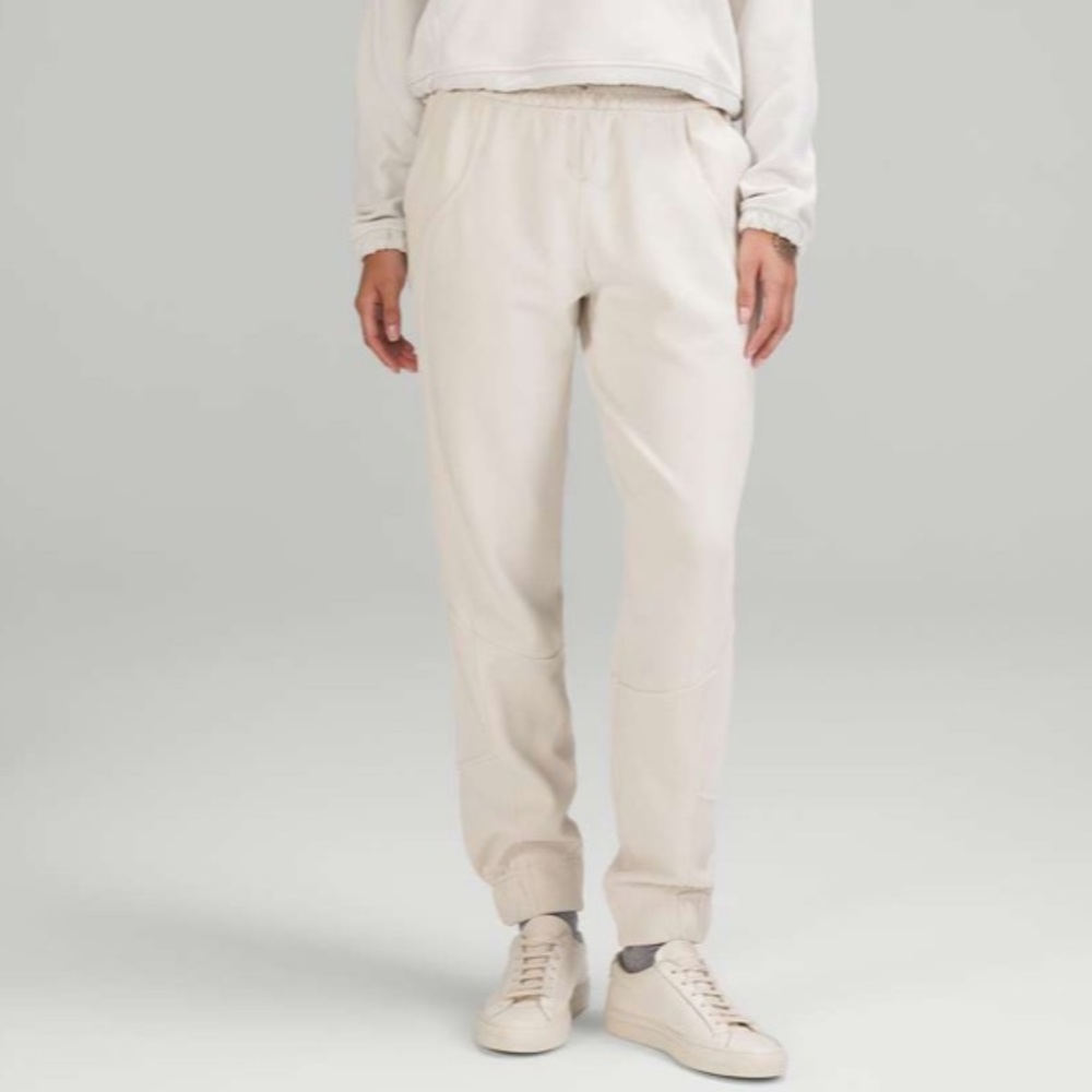 Lululemon Brushed Softstreme Ribbed High-Rise Joggers White Opal EUC Athleisure